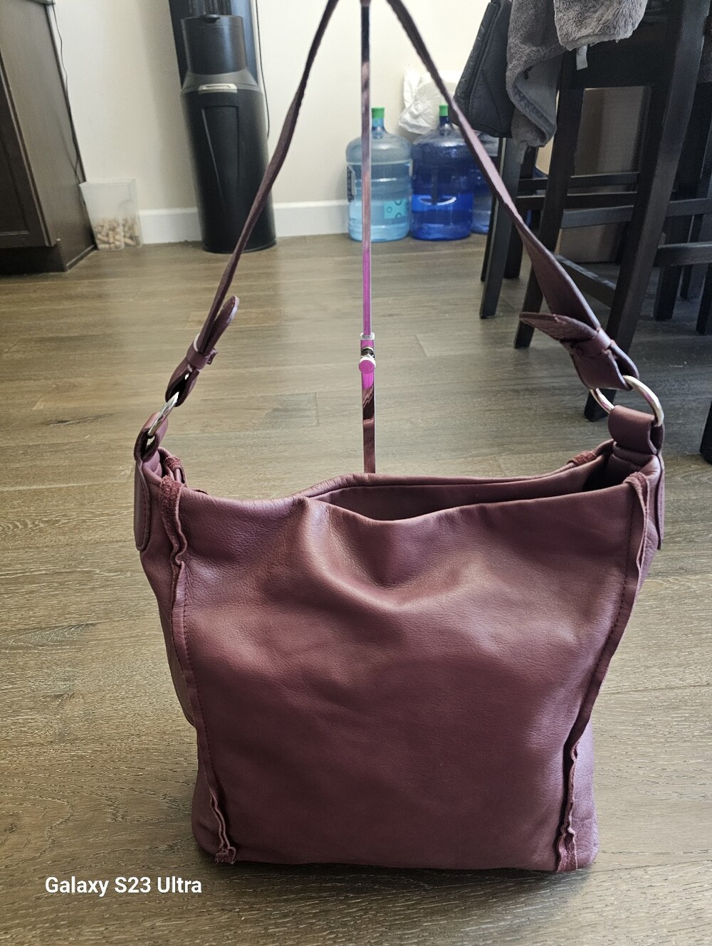 Sundace Leather Burgundy Shoulder Bag.